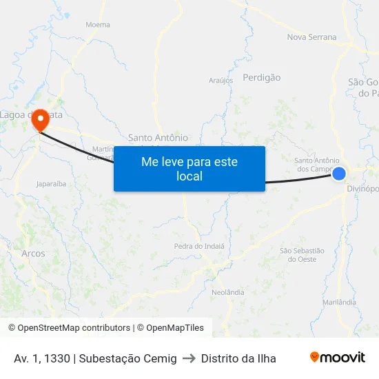 Av. 1, 1330 | Subestação Cemig to Distrito da Ilha map