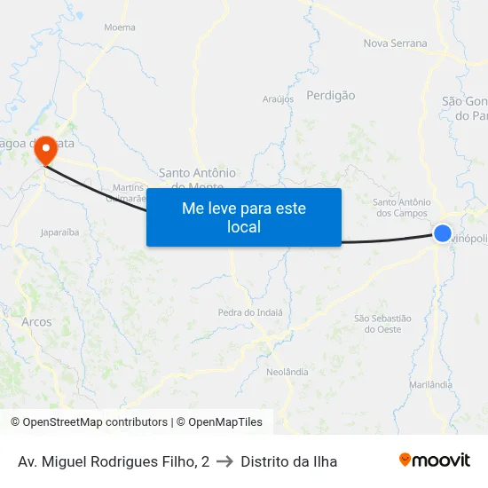 Av. Miguel Rodrigues Filho, 2 to Distrito da Ilha map