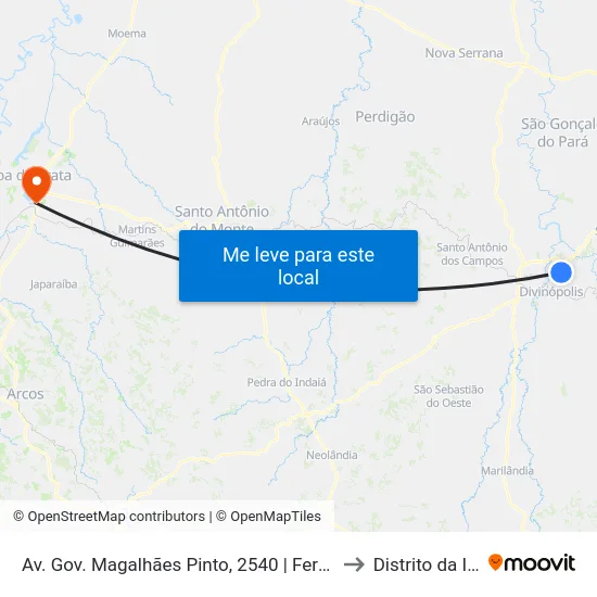 Av. Gov. Magalhães Pinto, 2540 | Ferroeste to Distrito da Ilha map