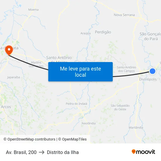 Av. Brasil, 200 to Distrito da Ilha map