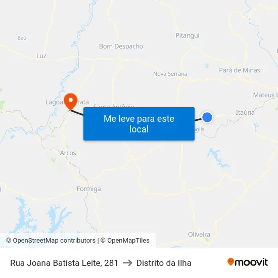 Rua Joana Batista Leite, 281 to Distrito da Ilha map