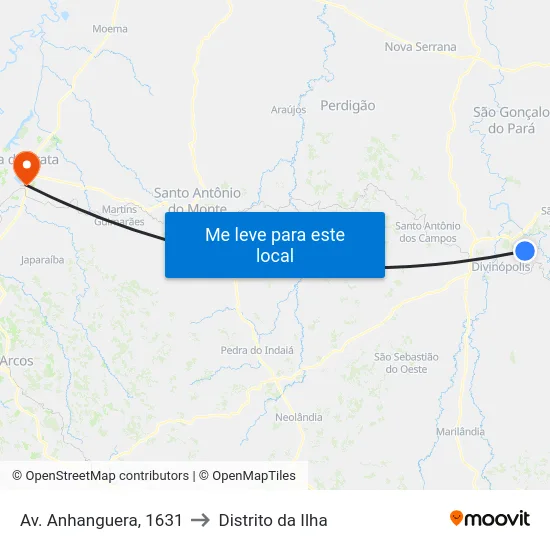 Av. Anhanguera, 1631 to Distrito da Ilha map