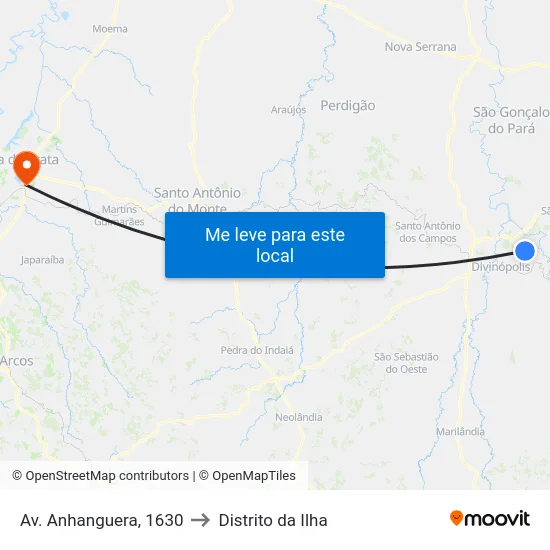 Av. Anhanguera, 1630 to Distrito da Ilha map