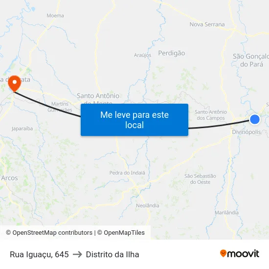 Rua Iguaçu, 645 to Distrito da Ilha map