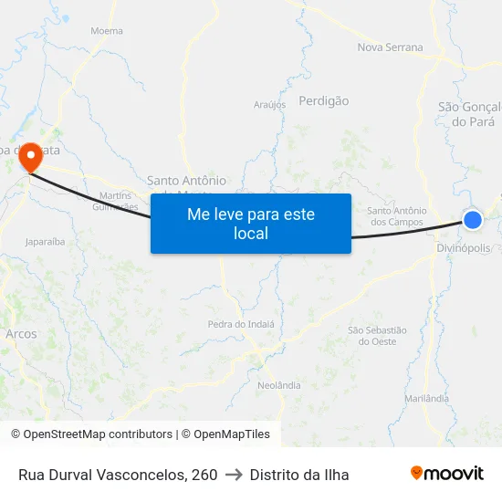 Rua Durval Vasconcelos, 260 to Distrito da Ilha map