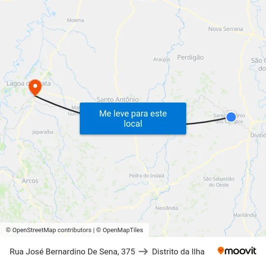 Rua José Bernardino De Sena, 375 to Distrito da Ilha map