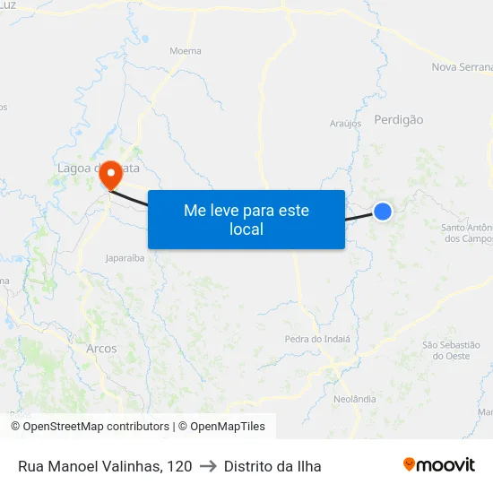 Rua Manoel Valinhas, 120 to Distrito da Ilha map