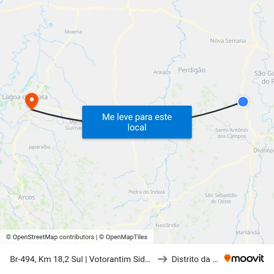 Br-494, Km 18,2 Sul | Votorantim Siderurgia to Distrito da Ilha map