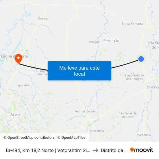 Br-494, Km 18,2 Norte | Votorantim Siderurgia to Distrito da Ilha map