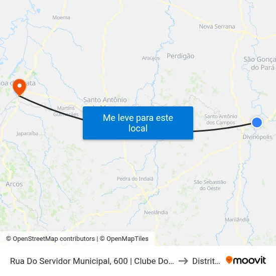 Rua Do Servidor Municipal, 600 | Clube Dos Servidores Municipais De Divinópolis to Distrito da Ilha map