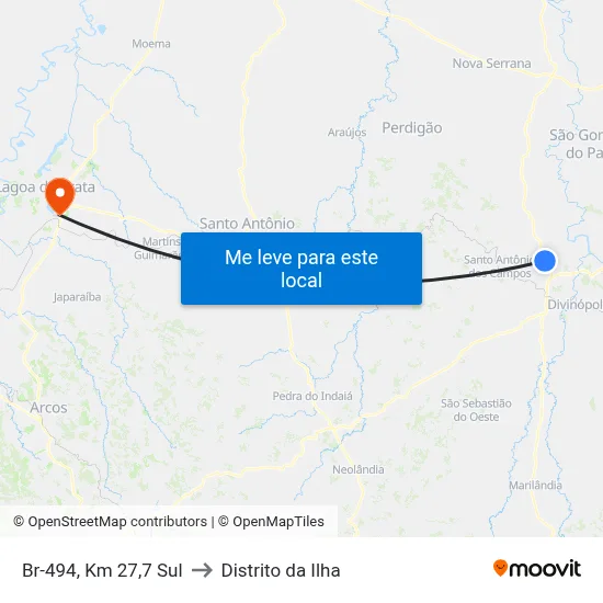Br-494, Km 27,7 Sul to Distrito da Ilha map