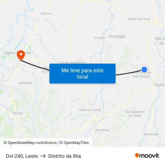 Dvl-240, Leste to Distrito da Ilha map