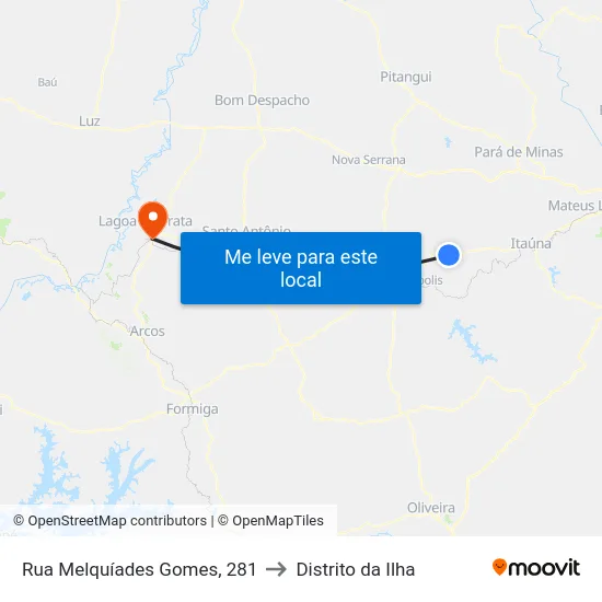 Rua Melquíades Gomes, 281 to Distrito da Ilha map