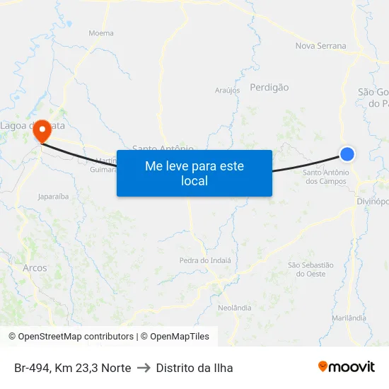 Br-494, Km 23,3 Norte to Distrito da Ilha map