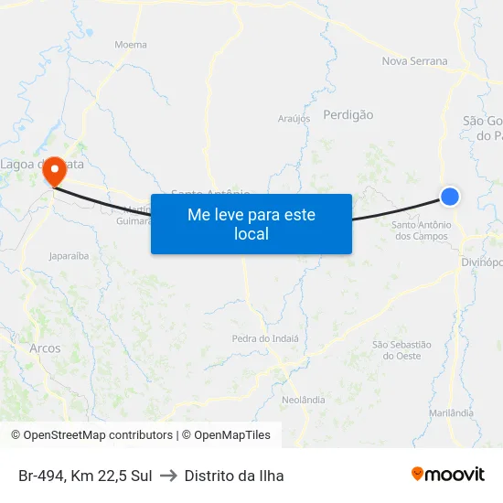 Br-494, Km 22,5 Sul to Distrito da Ilha map