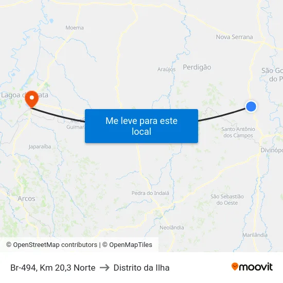 Br-494, Km 20,3 Norte to Distrito da Ilha map