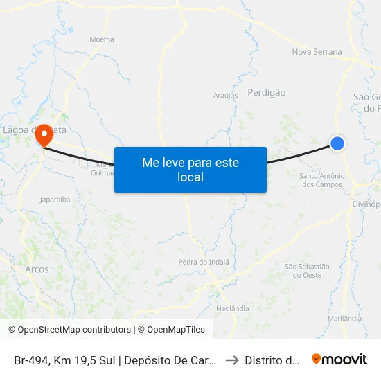 Br-494, Km 19,5 Sul | Depósito De Carvão Gerdau to Distrito da Ilha map