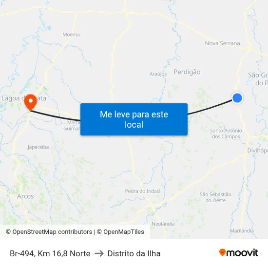 Br-494, Km 16,8 Norte to Distrito da Ilha map