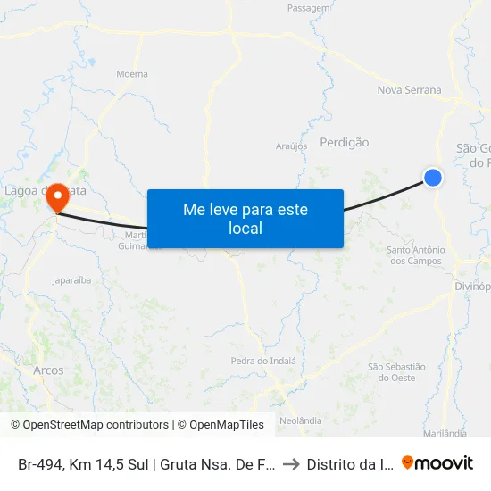 Br-494, Km 14,5 Sul | Gruta Nsa. De Fátima to Distrito da Ilha map