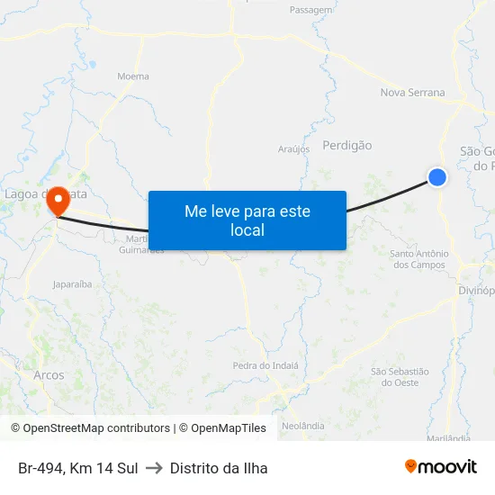 Br-494, Km 14 Sul to Distrito da Ilha map