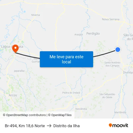 Br-494, Km 18,6 Norte to Distrito da Ilha map