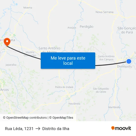 Rua Lêda, 1231 to Distrito da Ilha map