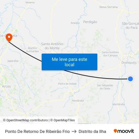 Ponto De Retorno De Ribeirão Frio to Distrito da Ilha map