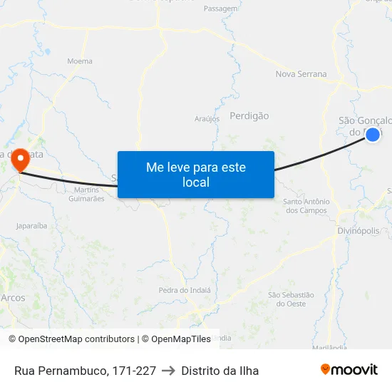 Rua Pernambuco, 171-227 to Distrito da Ilha map