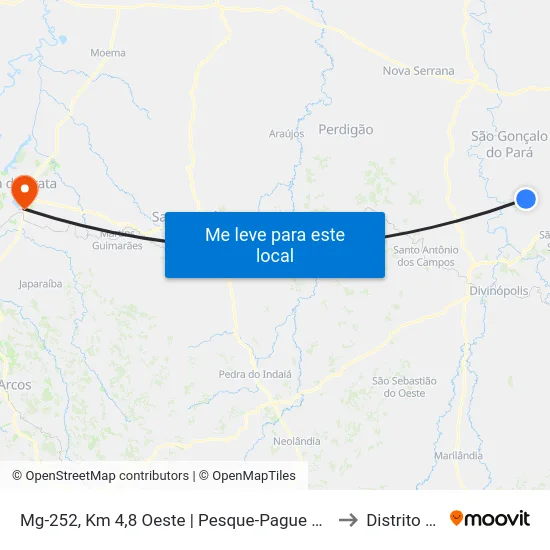 Mg-252, Km 4,8 Oeste | Pesque-Pague Recanto Do Sossego to Distrito da Ilha map