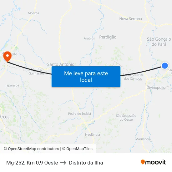 Mg-252, Km 0,9 Oeste to Distrito da Ilha map