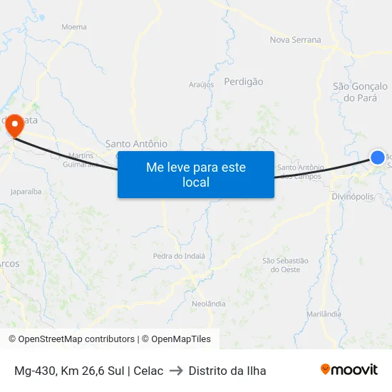 Mg-430, Km 26,6 Sul | Celac to Distrito da Ilha map