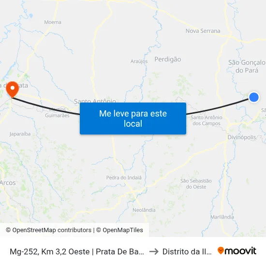 Mg-252, Km 3,2 Oeste | Prata De Baixo to Distrito da Ilha map