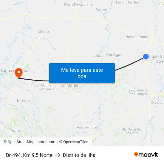 Br-494, Km 9,5 Norte to Distrito da Ilha map