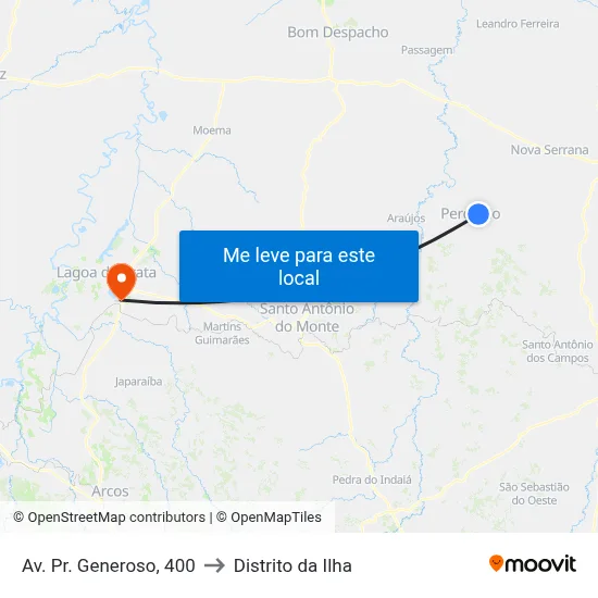 Av. Pr. Generoso, 400 to Distrito da Ilha map