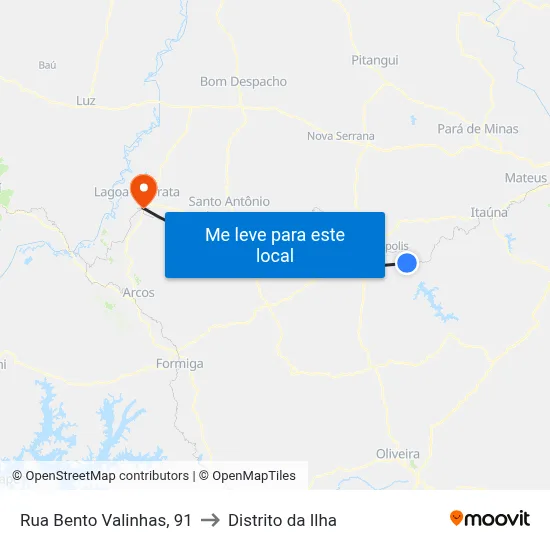 Rua Bento Valinhas, 91 to Distrito da Ilha map
