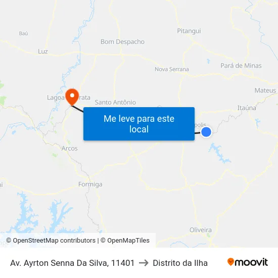 Av. Ayrton Senna Da Silva, 11401 to Distrito da Ilha map