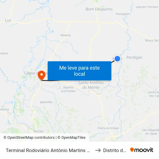 Terminal Rodoviário Antônio Martins Neto | Araújos to Distrito da Ilha map