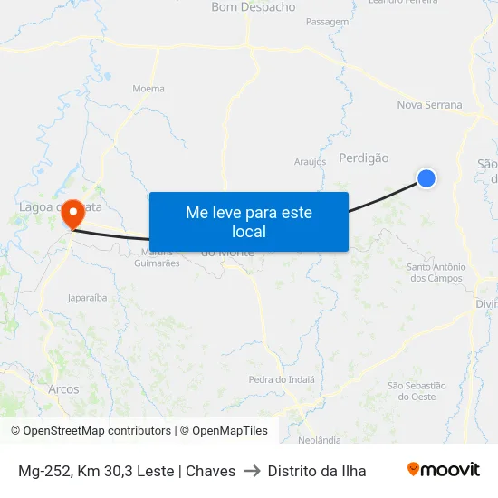 Mg-252, Km 30,3 Leste | Chaves to Distrito da Ilha map