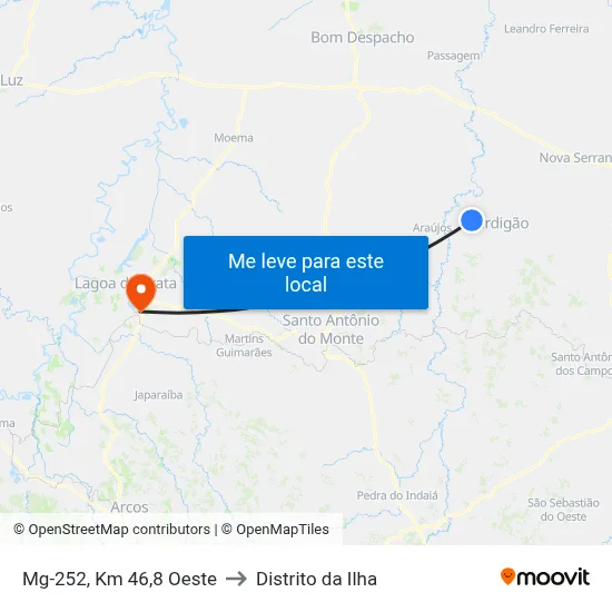Mg-252, Km 46,8 Oeste to Distrito da Ilha map
