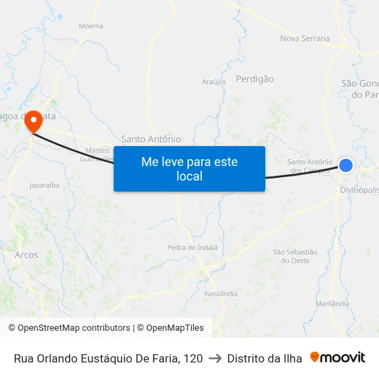 Rua Orlando Eustáquio De Faria, 120 to Distrito da Ilha map