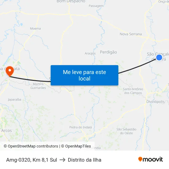 Amg-0320, Km 8,1 Sul to Distrito da Ilha map