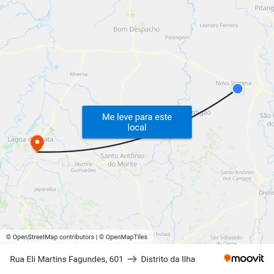 Rua Eli Martins Fagundes, 601 to Distrito da Ilha map