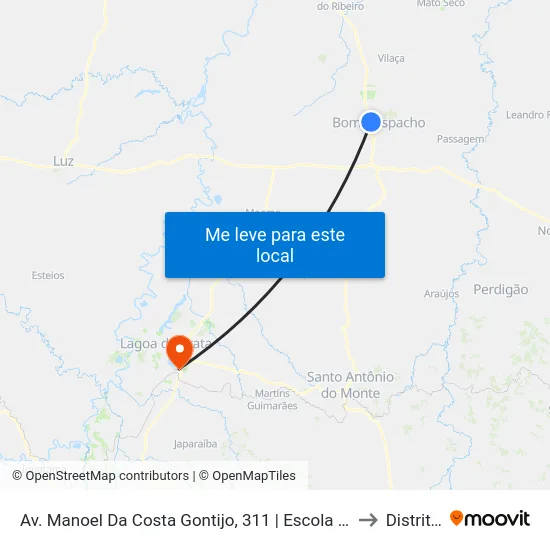 Av. Manoel Da Costa Gontijo, 311 | Escola Estadual Professor Wilson Lopes Do Couto to Distrito da Ilha map