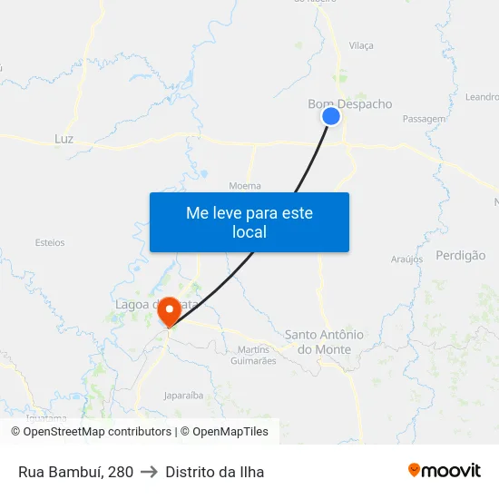 Rua Bambuí, 280 to Distrito da Ilha map