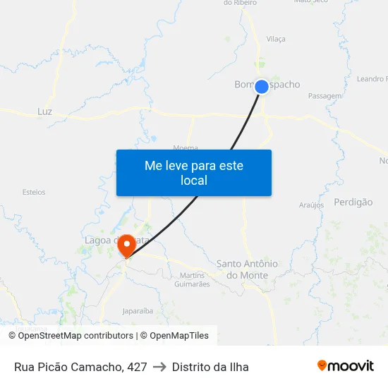 Rua Picão Camacho, 427 to Distrito da Ilha map