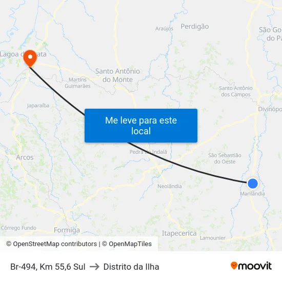 Br-494, Km 55,6 Sul to Distrito da Ilha map