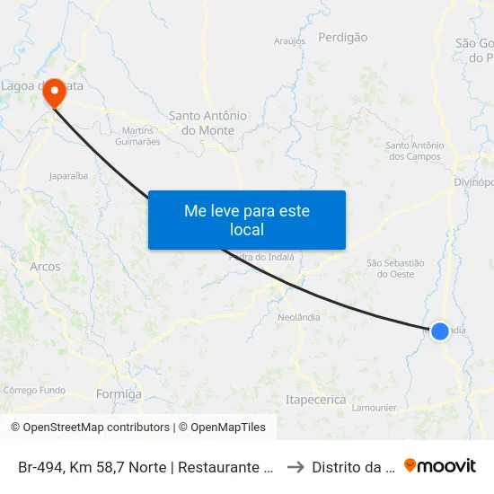 Br-494, Km 58,7 Norte | Restaurante Rampão to Distrito da Ilha map