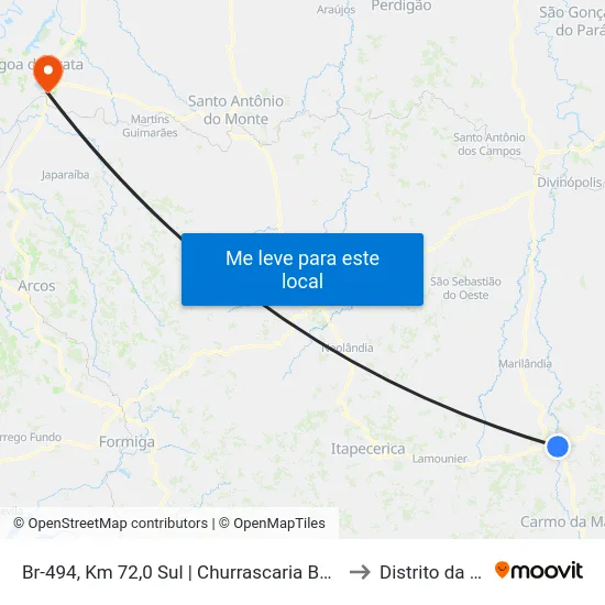 Br-494, Km 72,0 Sul | Churrascaria Beira Rio to Distrito da Ilha map