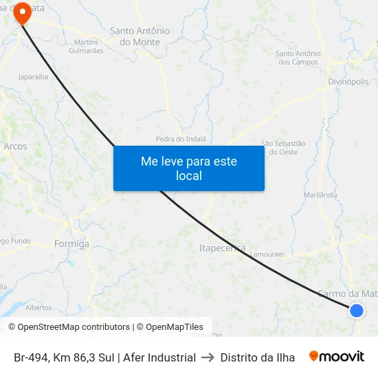 Br-494, Km 86,3 Sul | Afer Industrial to Distrito da Ilha map