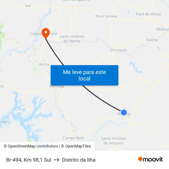 Br-494, Km 98,1 Sul to Distrito da Ilha map